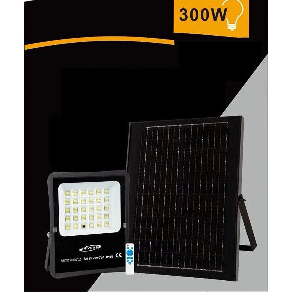 Trade Shop - Faretto Faro Led Solare 300w Telecomando Ip65 Luce Bianca Fredda 6500k S01f-300w -