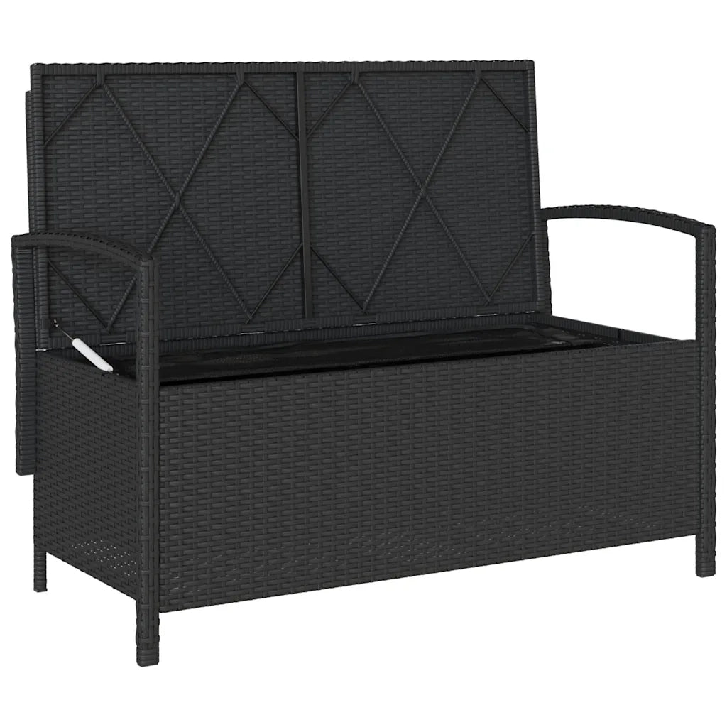 Panca Portaoggetti da Giardino con Cuscino in Polyrattan Nero 4104211