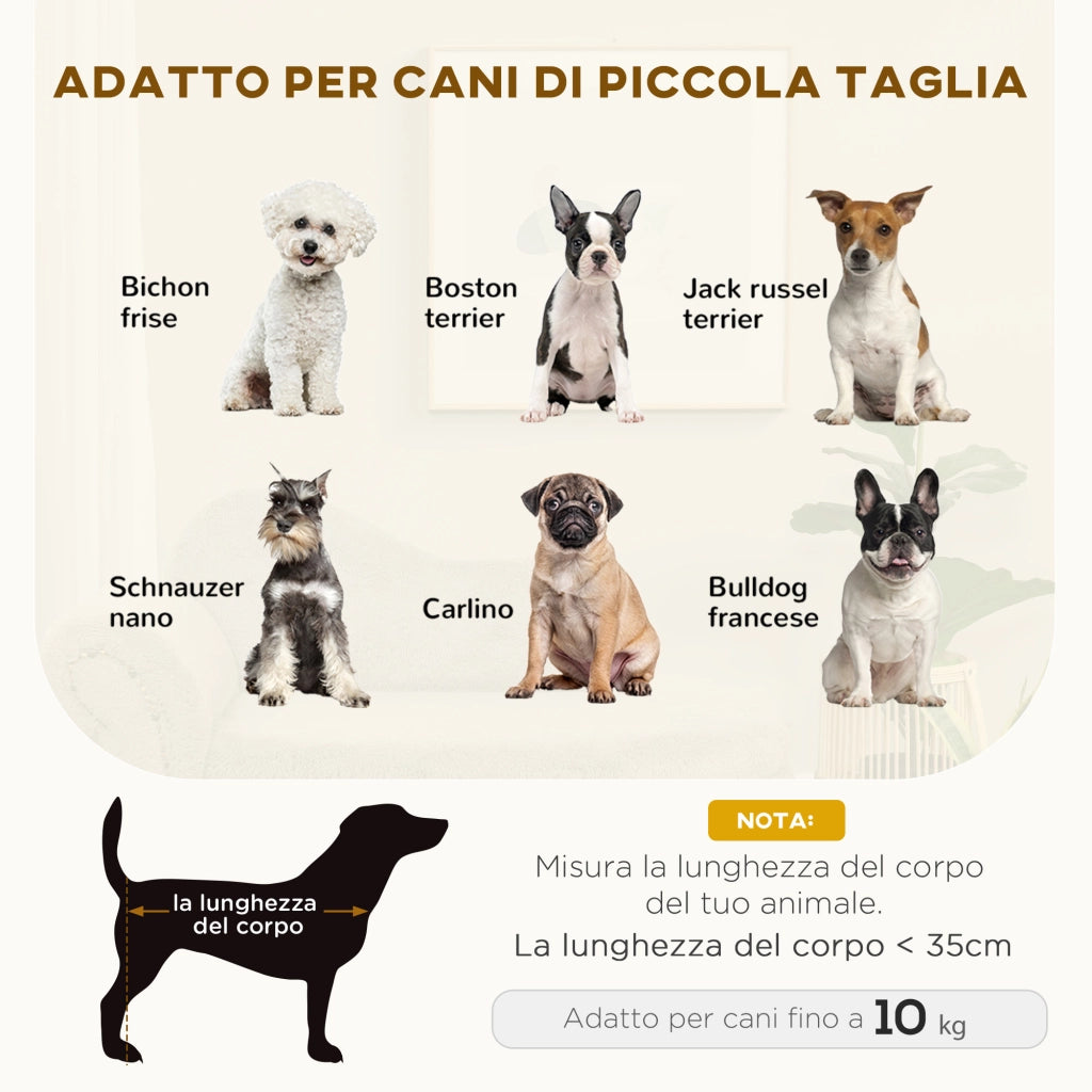 Divano per cani ¨C zephmum ¨C 80x40x46 cm, beige, velluto, legno