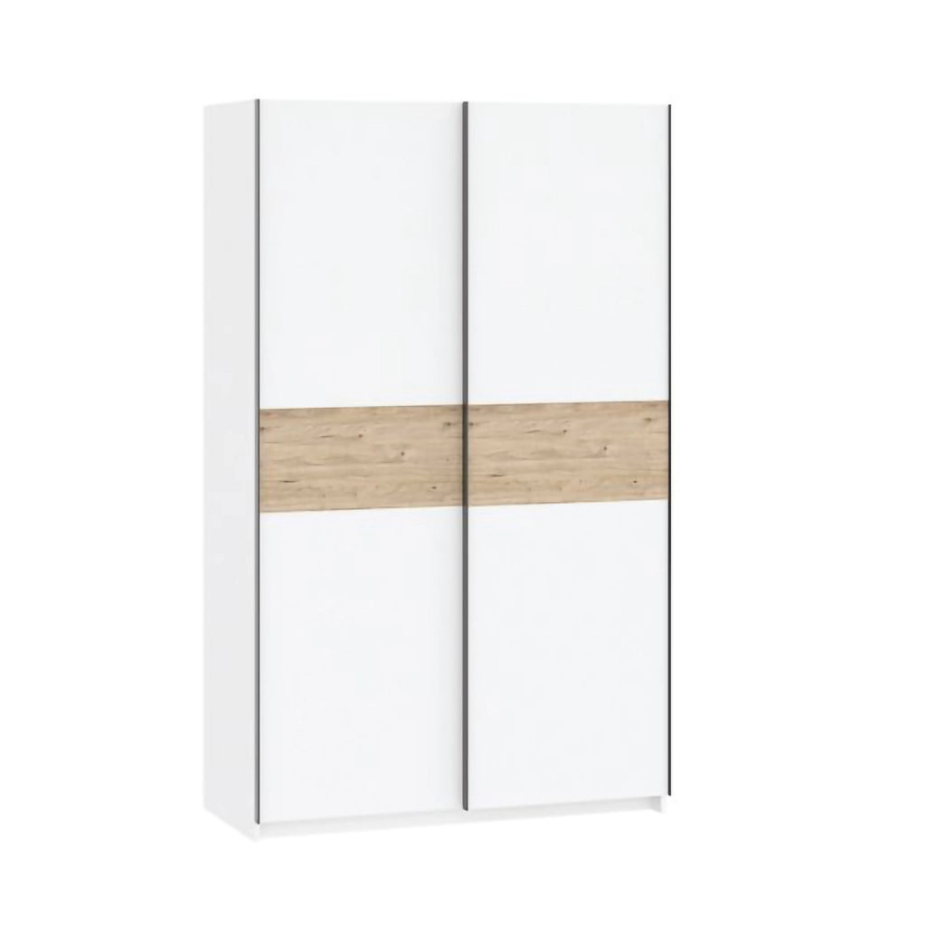 Armadio Camera da Letto Maba, Guardaroba 2 Ante 2 Ripiani, 120x204h cm Bianco