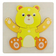 Trade Shop - Puzzle 3d Blocchi Legno Forma Di Orso Educativo Colorato Gioco Bambini Animali -