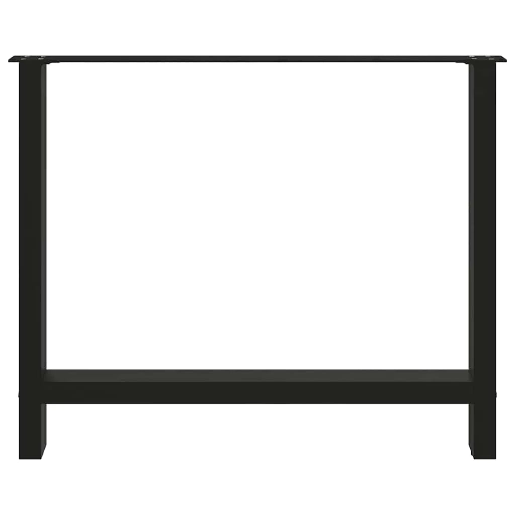 Set di 2 gambe geometriche per tavolo da pranzo 100 x 73 cm con piedini regolabili design moderno in acciaio nero 02_0057560
