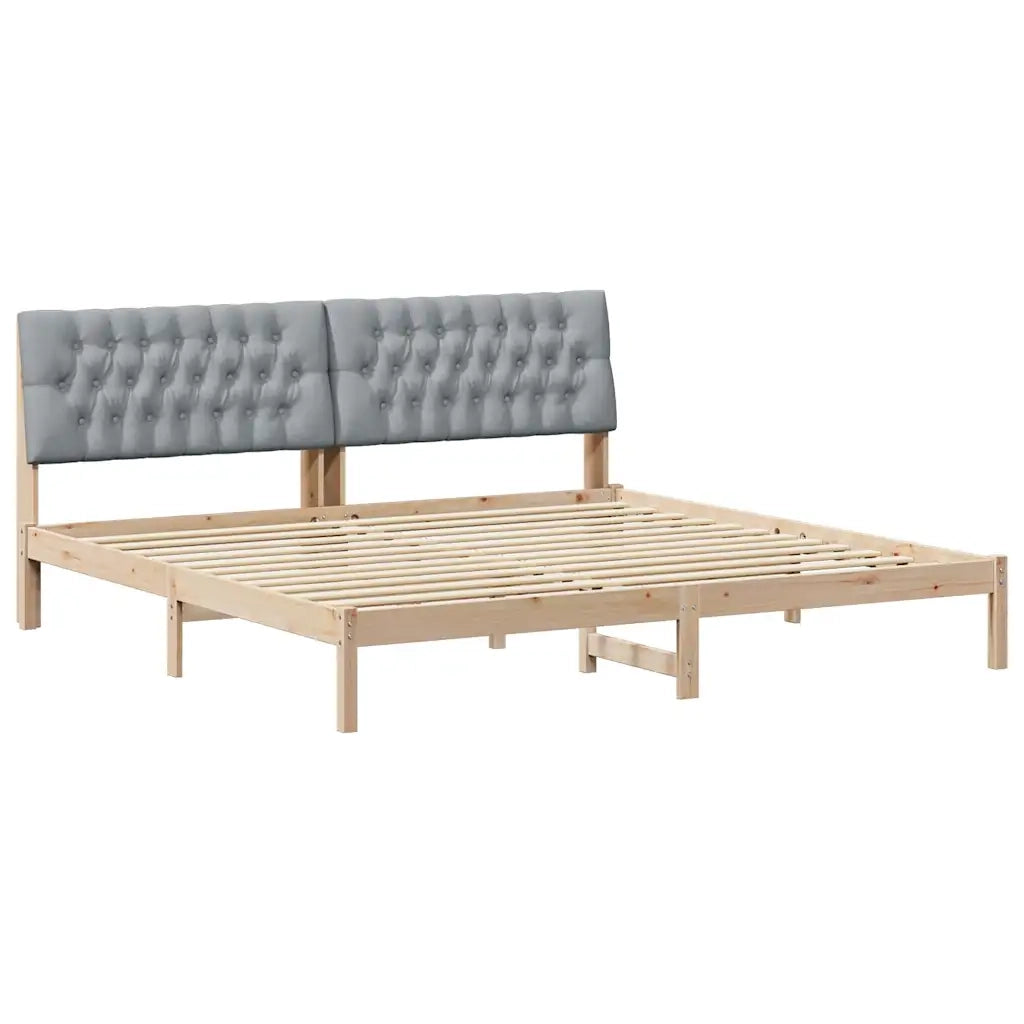 Letto con Testiera Rivestita con testiera Marrone 200 x 200 cm 3394378