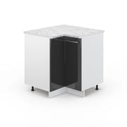Mobile ad angolo cucina Fame-Line Antracite lucido/Bianco 80.5 cm, PL Marmo Vicco