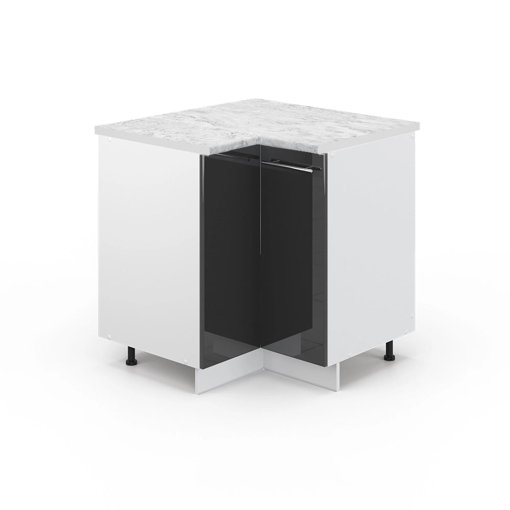 Mobile ad angolo cucina Fame-Line Antracite lucido/Bianco 80.5 cm, PL Marmo Vicco