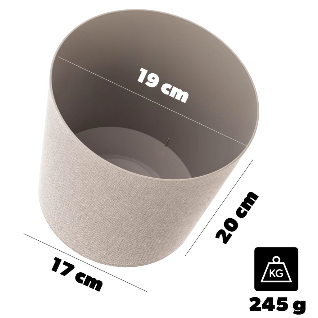 Vaso da fiori KADAX, rotondo, beige, con motivo in tessuto, 19 cm