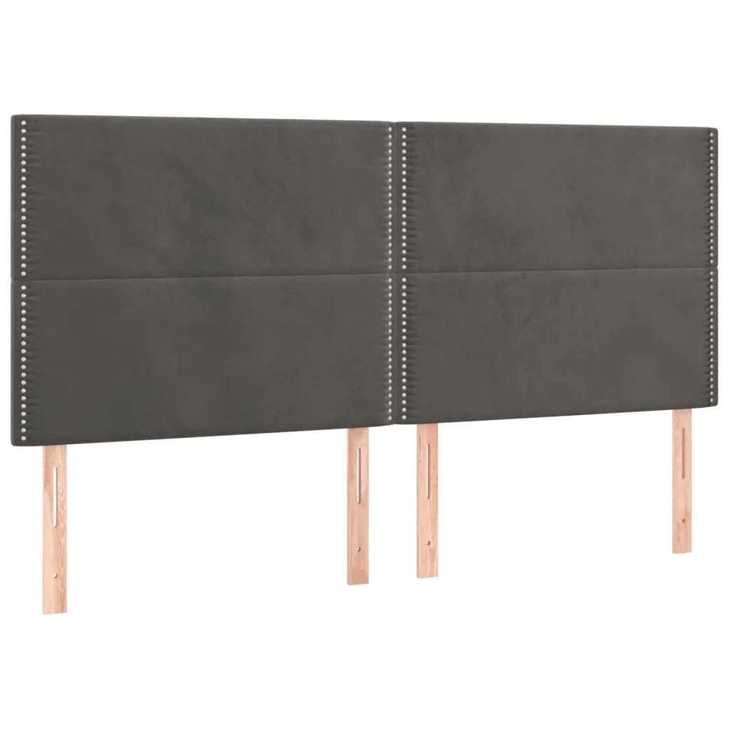 Testiera-Testata Decorativa Grigio Scuro 200x5x118/128 cm Velluto 494597