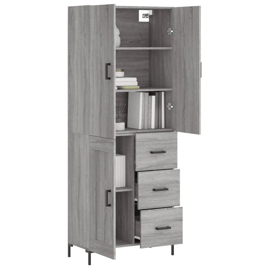 Credenza Grigio Sonoma 69,5x34x180 cm in Legno Multistrato 3196017