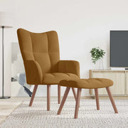 Divano Sedia-Poltrona Relax con Poggiapiedi Marrone in Velluto 985871