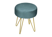 Pouf Salotto/Camera Rotondo Design Moderno Modello Velvet In Tinta Unita - Pouf - Petrolio