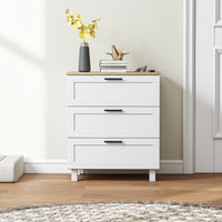 Cassettiera 3 Cassetti Moderna 60x38x71 cm in Legno Bianca e color Legno