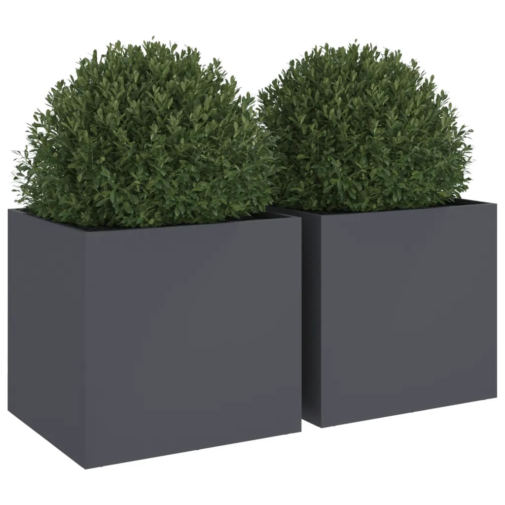 Fioriere 2 pz Antracite 49x47x46 cm Acciaio 841564