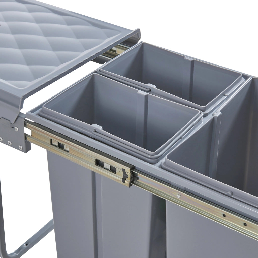 Pattumiera Estraibile Froland con 3 Bidoni Sotto Lavello 2x 10 L + 1x 20 L Grigio [en.casa]