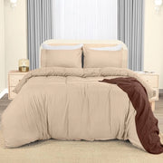 Set di coperta da letto 200x200 cm + 2 cuscini con copritesto 50x75 cm - beige