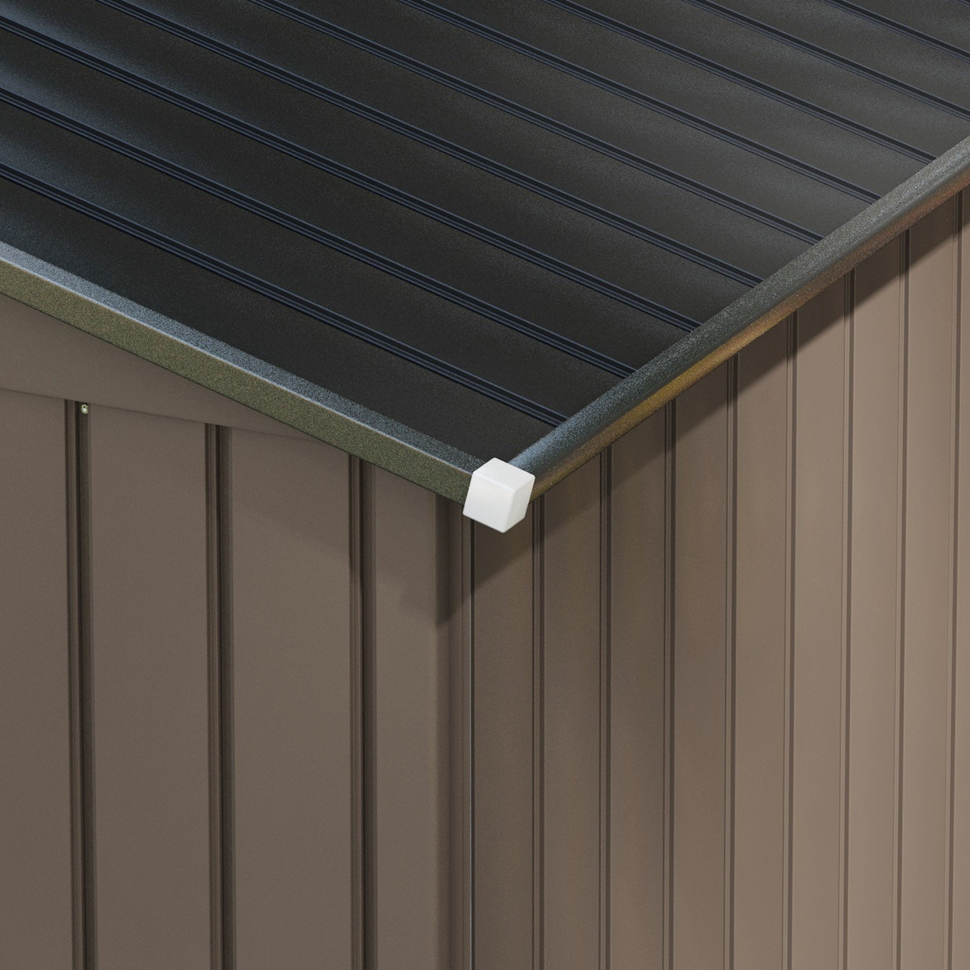 Casetta Box Da Giardino 2,1x1,3m con Prese d'Aria e Doppia Porta Scorrevole in Metallo Marrone