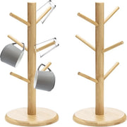 Sostegni per bicchieri in legno di bambù - set da 2 - con 6 ganci - contenitore per bicchieri - contenitore per pretzel - organizzatore bicchieri e bicchieri - ripiano per bicchieri per cucina - ripiano per tavolo da pranzo.