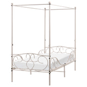 Letto singolo a baldacchino in metallo nero 90 x 200 cm beige chiaro Retro Decorativo