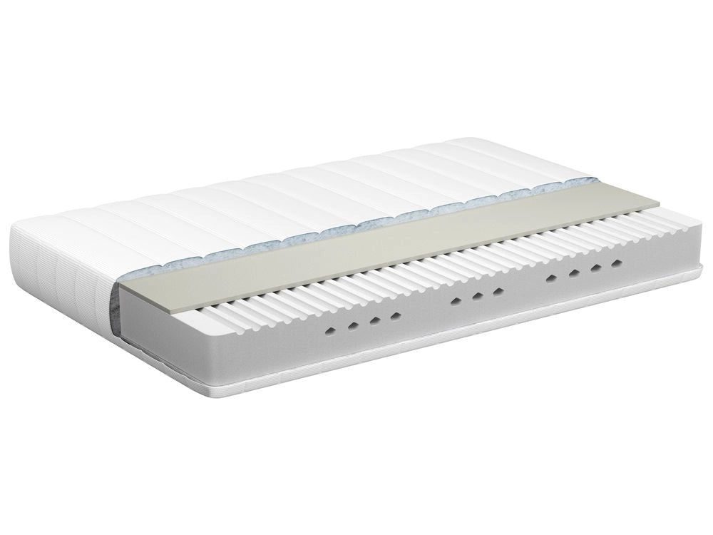 Materasso in schiuma bianco e grigio EU Singolo Duro con cerniera e copertura in poliestere 90 x 200 cm rimovibile Accessori per la camera da letto