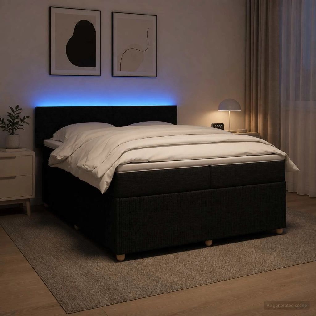 Letto box spring con materasso Nero 200 x 200 cm Tessuto 3453018