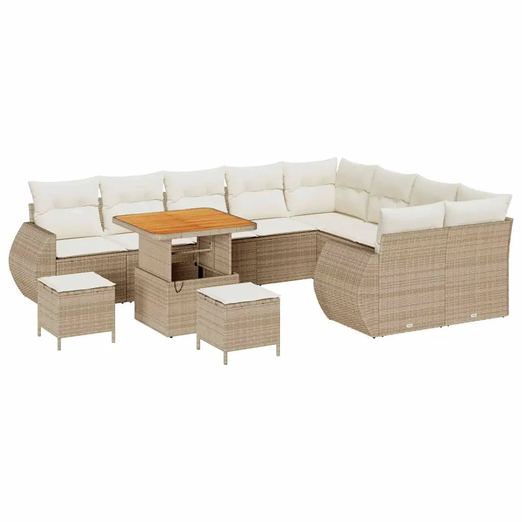Set Divano da Giardino con cuscino 12 pcs beige e panna