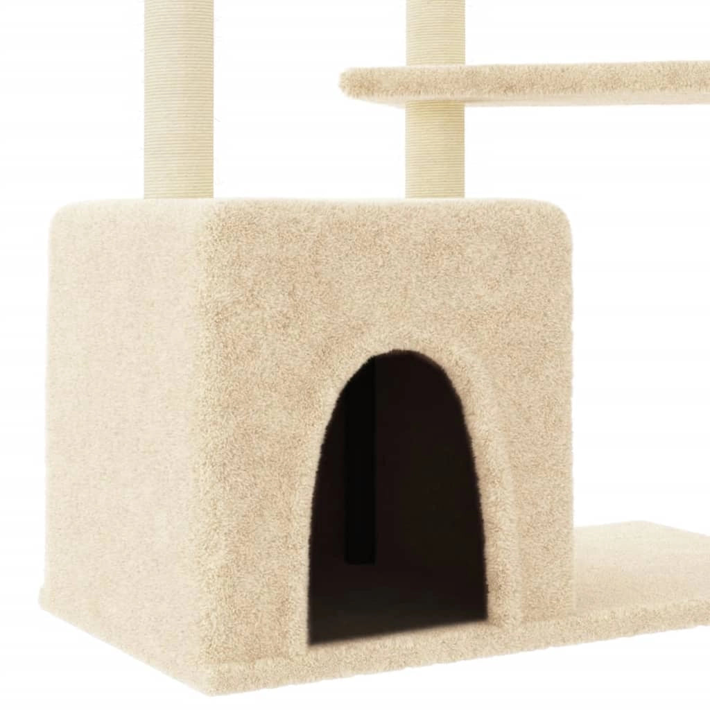Tiragraffi per gatti torre per arrampicata giocattolo piattaforma per arrampicata con tiragraffi in sisal 107,5 cm crema 02_0022451
