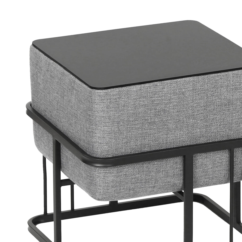 Set di 2 pouf impilabili design moderno e senza tempo multifunzionali quadrati grigio chiaro 03_0009690