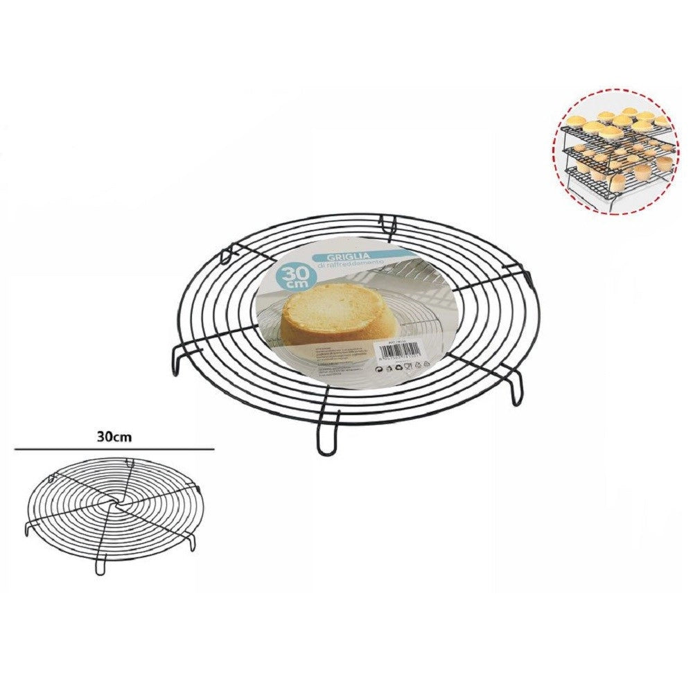 Trade Shop - Griglia Di Raffreddamento Per Torta Dolci Biscotti Tonda 30cm Con Piedini 74150 -