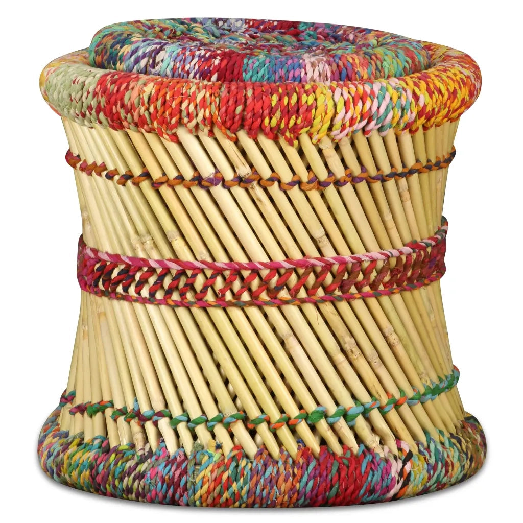Sgabello con Motivi Chindi 2 pz Multicolore in Bamb¨´ CFW8211226