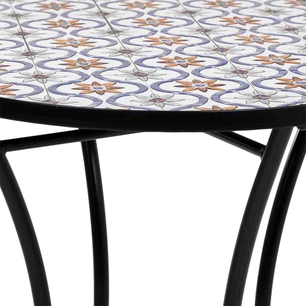 Tavolo + 2 sedie in ferro battuto, D60x75h-sedia(2): D38x46-90h Nero