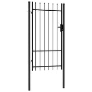 Cancello a Singola Anta con Punte in Acciaio 1x1,75 m Nero cod mxl 47903