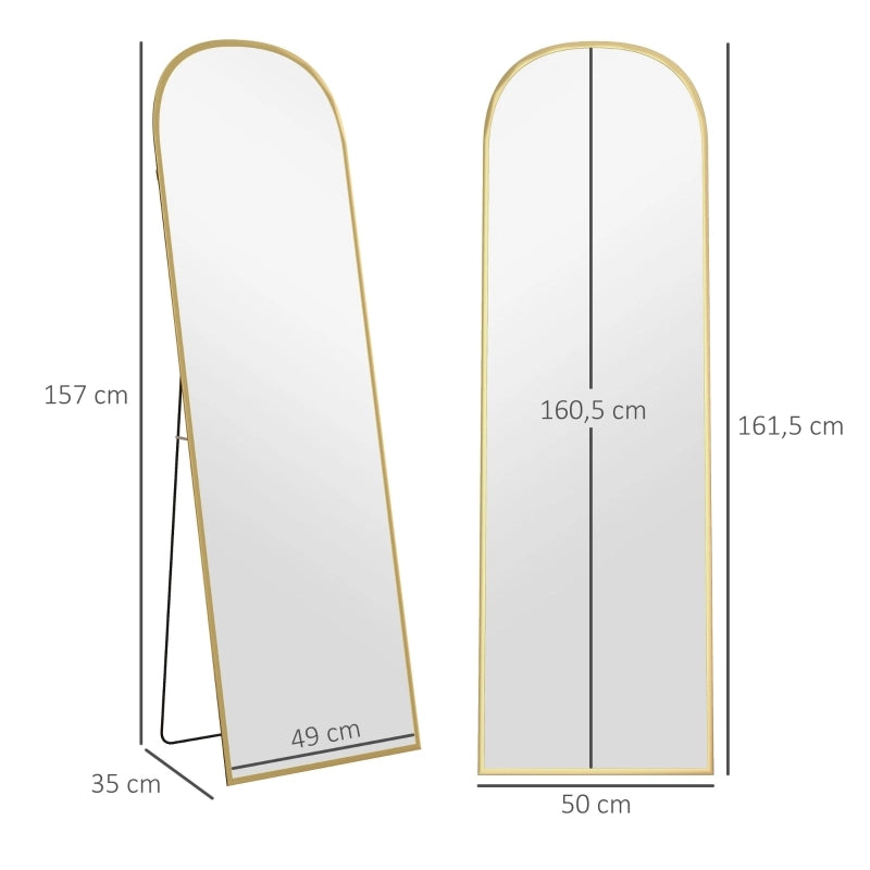 Specchio da terra, specchio a figura intera, specchio grande, design moderno, 50 cm x 1,5 cm x 161,5 cm, oro