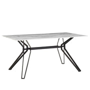 Tavolo da pranzo impiallacciato effetto marmo gambe in metallo Nero piano in vetro temperato rettangolare 160 x 90 cm