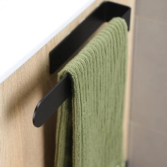 Sostegno per asciugamano senza fori 30cm Asciugamaniere in acciaio inossidabile nera per bagno e cucina