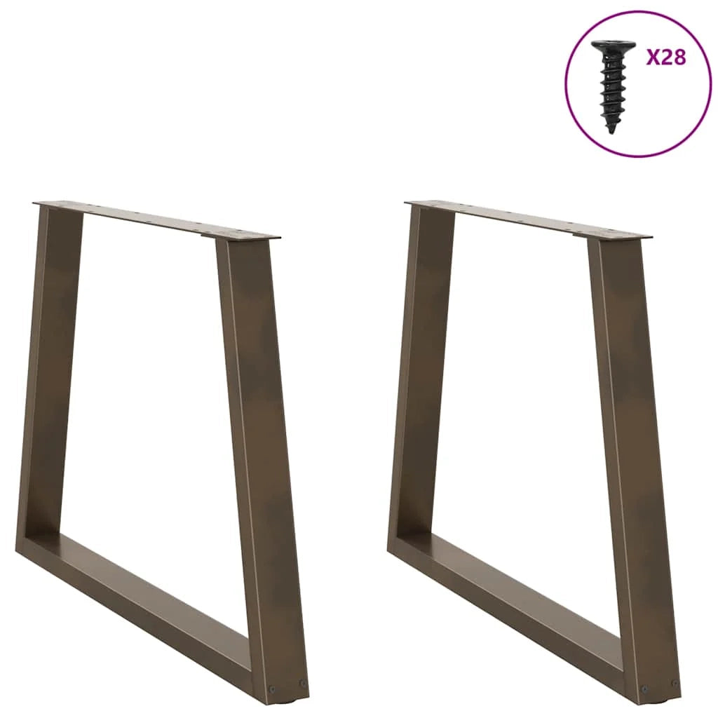Set di 2 gambe per tavolo da pranzo a forma di V 100 x 73 cm con piedini regolabili design moderno acciaio naturale 02_0056871