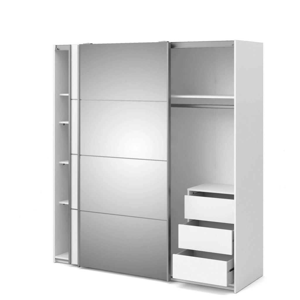 Guardaroba 2 ante Angri, Mobile camera da letto, Cabina armadio portabiti, Armadio appendiabiti, 182x64 h202 cm, Bianco