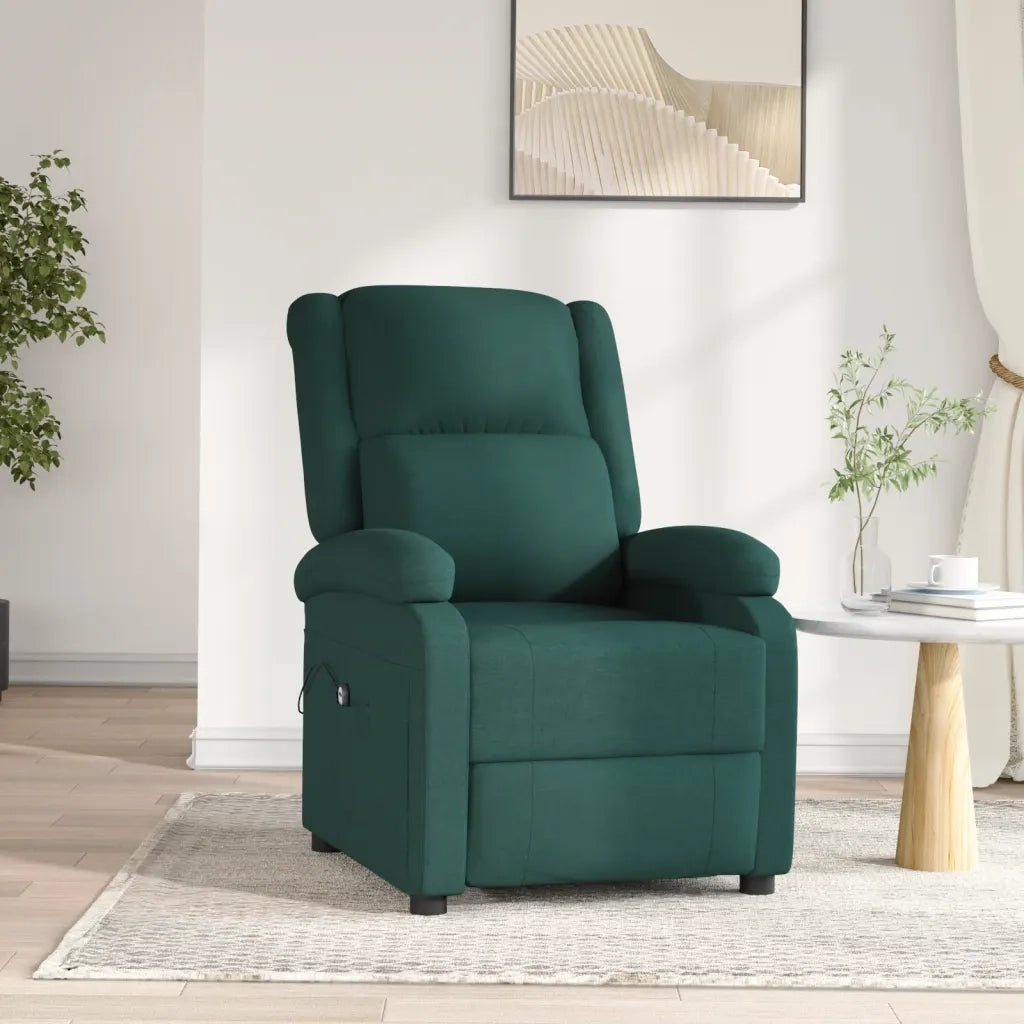 Poltrona Elettrica Reclinabile Verde Scuro in Tessuto 3098358