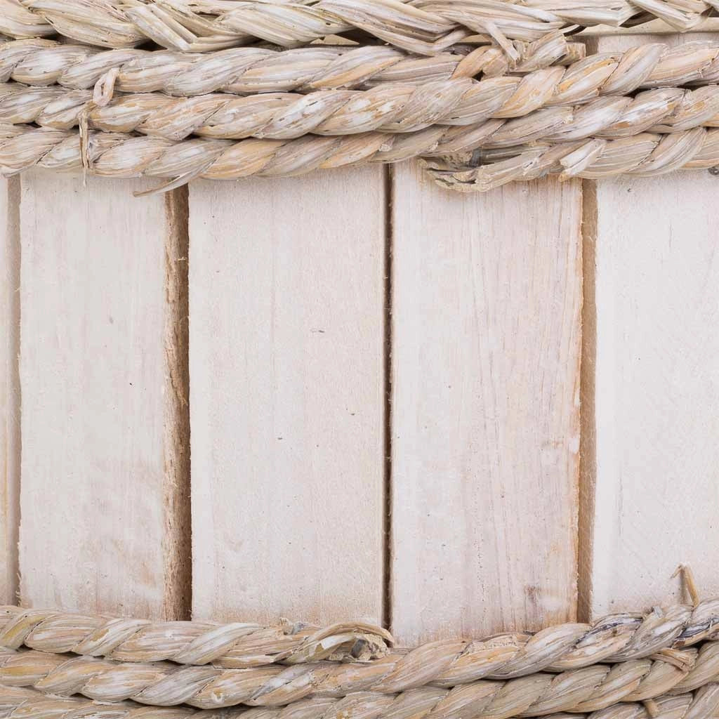 Cesto in legno e corda bianco d20x12/21h