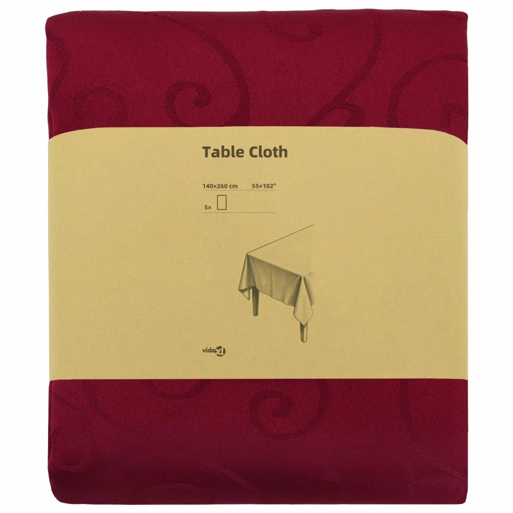 Tovaglia da Tavolo 5 pz Rettangolare Rosso Vino 140 x 260 cm 42040484