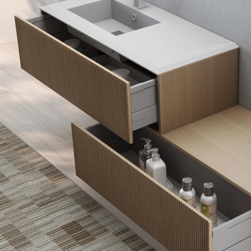 Lavabo grace resina incasso bianco opaco 106x46x2 cm piano sinistro