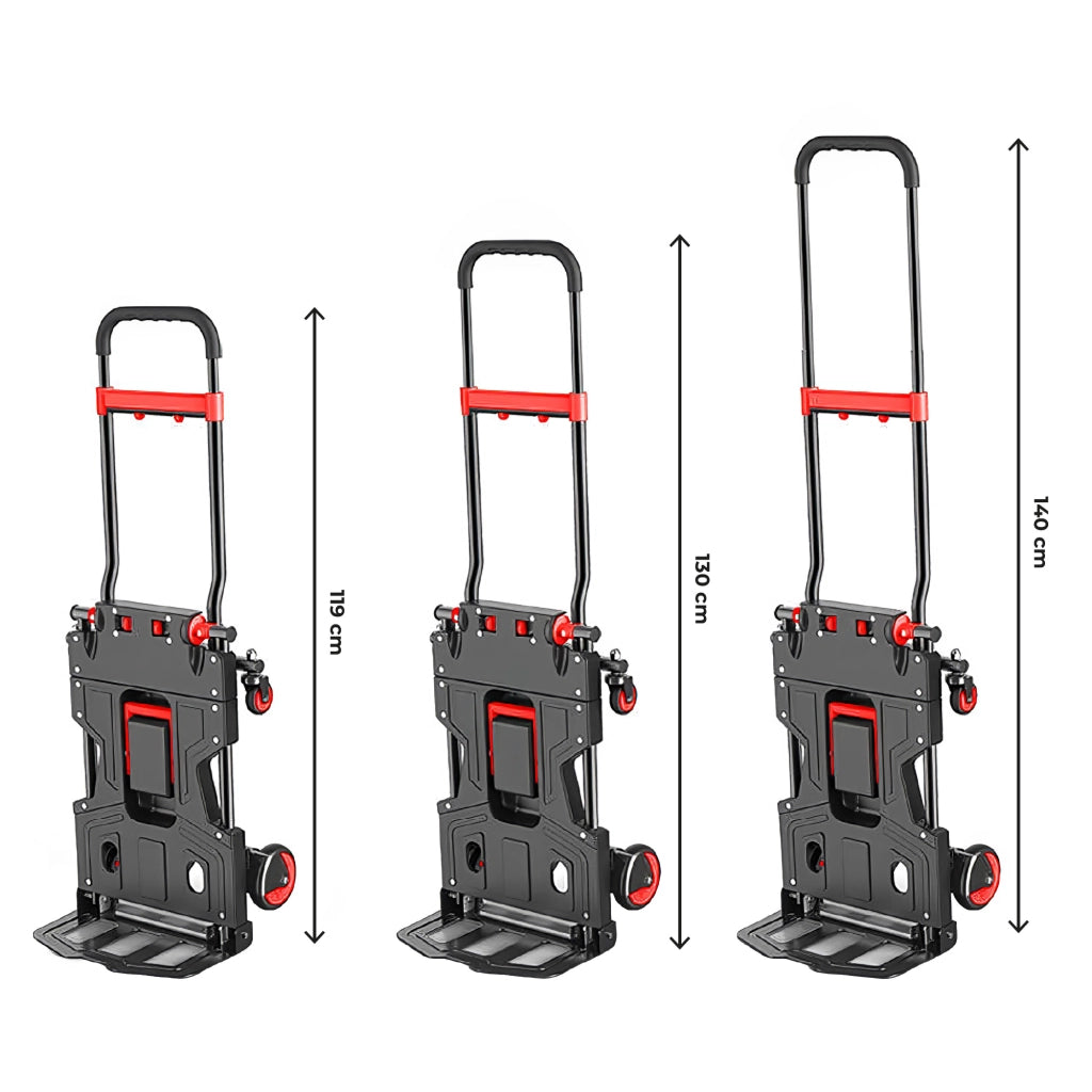 Carrello Pieghevole 2 in 1 Portata 150 kg, Carrello Portapacchi Trasformabile Verticale e a Pianale, Manico Regolabile, Ruote in Gomma