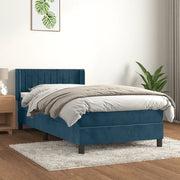 Giroletto a Molle con Materasso-Struttura Letto Blu Scuro 80x200 cm in Velluto 827936