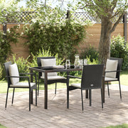 Set da Pranzo da Giardino 5 Pezzi con Cuscini in Polyrattan Nero