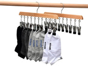 GmeDhc 2-pack sokkendroger, kledingrek van hout, winddicht droogrek con 10 clip per calze, intimo, cappelli, sciarpe, asciugamani, calzature