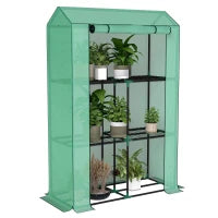 Serra da Giardino a 3 Livelli con Copertura in PE Anti-UV e Porta Avvolgibile, 100x40x150 cm, Verde
