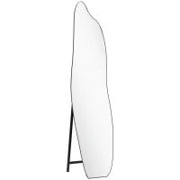 Specchio da Terra a Figura Intera senza Cornice con Forma Irregolare e Supporto 40x4x160 cm Nero e Argento