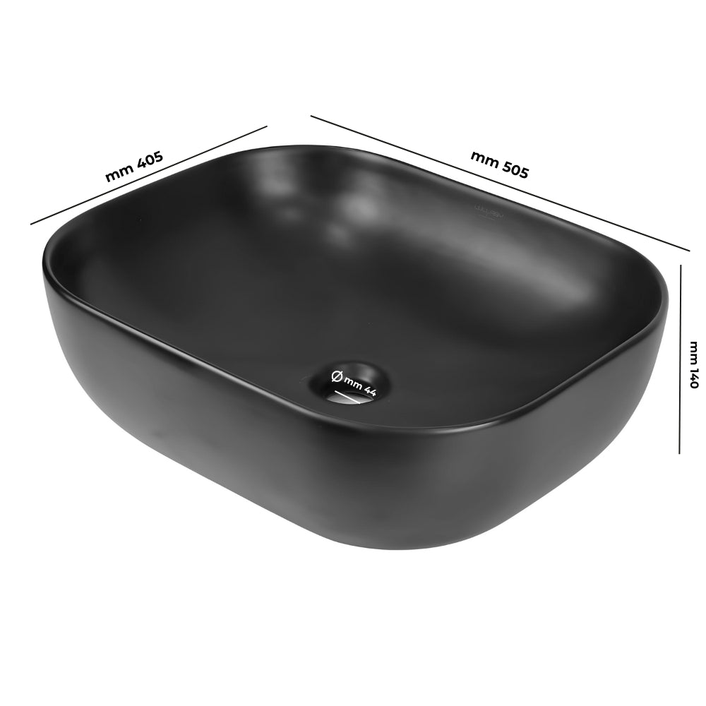 Lavabo da appoggio ceramica nero ovale lavandino arredo 50,5x40,5x14 cm *** confezione 1