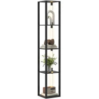 Lampada da Terra con 4 Ripiani, 3 Luminosità Regolabili e Interruttore a Pedale, 29x29x163 cm, Nero