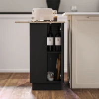 Isola per Cucina con 2 Ripiani Aperti e 2 Armadietti, in MDF, 105x60x82 cm, color Rovere e Nero