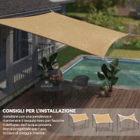 Tenda a Vela Parasole Rettangolare 4 x 6m, Tenda da Sole Protezione Raggi UV in HDPE 185g/㎡, Giallo