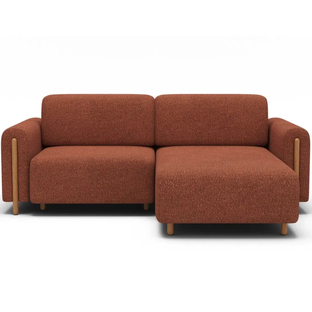 Divano ad angolo trasformabile ARVESSA terracotta bouclette – Angolo destro